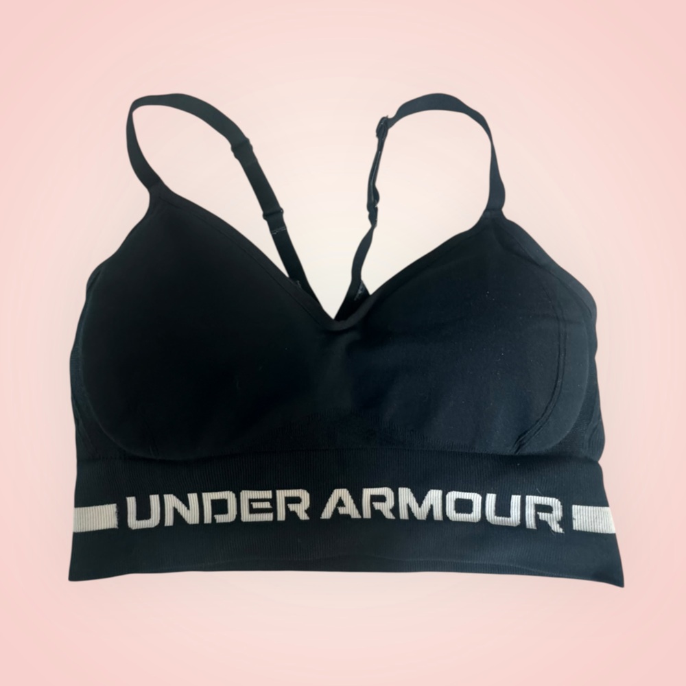 Under Armour Black Sports Bra with White Logo
